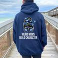 Mother's Day Quote Idea Weird Moms Build Character Women Oversized Hoodie Back Print Navy Blue