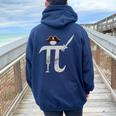 Pi Day Pi Rate Science & Math Teacher Happy Pi Day Women Oversized Hoodie Back Print Navy Blue