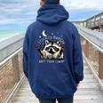 Funny Racoon Oversized Hoodie for Women - Back Print Humor Navy Blue