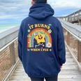 Saying It Burns When I Pee Sarcastic Meme Women Oversized Hoodie Back Print Navy Blue