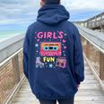 Girls Just Wanna Have Fun 80S Classic Retro Vibe Celebration Women Oversized Hoodie Back Print Navy Blue