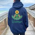 Glucógeno Enfermedad De Almacenamiento Conciencia Girasol Cuello Women Oversized Hoodie Back Print Navy Blue