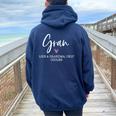 Gran Like A Grandma Only Cooler Heart Mother's Day Gran Women Oversized Hoodie Back Print Navy Blue