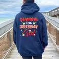 Grandma Of The Birthday Girl Strawberry Berry Sweet One Two Women Oversized Hoodie Back Print Navy Blue