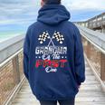 Grandma Of The Fast One First Birthday Racing Car Family Women Oversized Hoodie Back Print Navy Blue