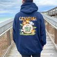 Grandma Of The Wild One 1St Birthday Safari Family Matching Women Oversized Hoodie Back Print Navy Blue