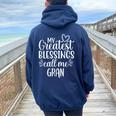 My Greatest Blessings Call Me Gran Grandmother Grandma Women Oversized Hoodie Back Print Navy Blue