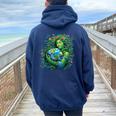 Green Mother Nature Earth Day Earth Mother Planet Nature Women Oversized Hoodie Back Print Navy Blue