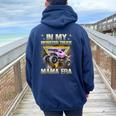 Groovy In My Monster Truck Mama Era Monster Truck Mom Women Women Oversized Hoodie Back Print Navy Blue