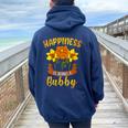 Happiness Is Being A Bubby Cute Women Oversized Hoodie Back Print Navy Blue
