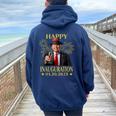 Happy Inauguration Day 2025 Trump Drink Wine Party Women Oversized Hoodie Back Print Navy Blue