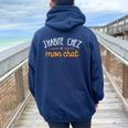 J'habite Chez Mon Chat Cadeau Homme Humour Drôle Sweat à capuche oversize pour femme avec imprimé dans le dos Navy Blue