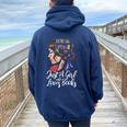 Just A Girl Who Loves Books Libros Women Oversized Hoodie Back Print Navy Blue