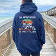 La Montagne M'apelle Randonneur Humour Rando Cadeau Montagne Sweat à capuche oversize pour femme avec imprimé dans le dos Navy Blue