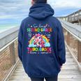 Look Out Third Grade Here I Come Unicorn Last Day Of School Women Oversized Hoodie Back Print Navy Blue