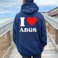 I Love ABGS I Heart ABGS Red Heart Lover Asian Baby Girl Tank Top Women Oversized Hoodie Back Print Navy Blue