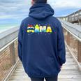 Mama Mom And Dad Birthday Princess Girl Family Matching Women Oversized Hoodie Back Print Navy Blue