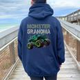Monster Truck Grandma Family Matching Monster Truck Lovers Women Oversized Hoodie Back Print Navy Blue