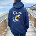 Nana Of The Bee Day Girl Hive Family Matching Birthday Sweet Women Oversized Hoodie Back Print Navy Blue