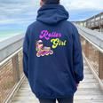 Patinador En Línea Roller Girl Patinaje Derby Sport Women Oversized Hoodie Back Print Navy Blue