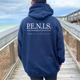 PENIS People Encouraging Niceness In Society Sarcastic Women Oversized Hoodie Back Print Navy Blue