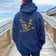Pink Camo Duck Hunting Old School Camouflage Hunters Women Oversized Hoodie Back Print Navy Blue