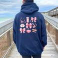 Pink Retro Nurse Coquette Pink Bow Girlie Nurse Life Women Oversized Hoodie Back Print Navy Blue
