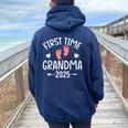 Promoted To Grandma 2025 Grandma Est 2025 Women Oversized Hoodie Back Print Navy Blue