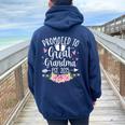 Promoted To Great Grandma Est 2025 First Time New Grandma Women Oversized Hoodie Back Print Navy Blue