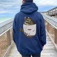 Raccoon Back Print Women's Oversized Hoodie - Fun Animal Lover Theme Navy Blue
