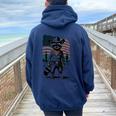 Raccoon Cowboy Vintage Oversized Hoodie | Western Back Print Navy Blue