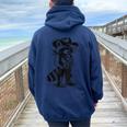 Raccoon Cowboy Western Oversized Hoodie - Men & Women in Country Style Navy Blue