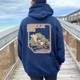Raccoon Dreams Oversized Hoodie - Back Print Women’s Shirt Navy Blue