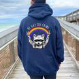 Raccoon LGBTQ Pride Oversized Hoodie for Women - Rainbow Back Print Navy Blue