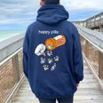 Raccoon Lover Oversized Hoodie – Happy Pills Back Print for Women Navy Blue
