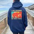 Raccoon For Men Women Raccoon Lover Introvert Women Oversized Hoodie Back Print Navy Blue