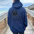 Raccoon & Moon Oversized Women's Hoodie - Back Print Trash Panda Style Navy Blue