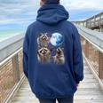 Raccoon Moon Women’s Oversized Hoodie | Whimsical Back Print Navy Blue