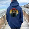 Raccoon Oversized Hoodie for Women - Back Print | Cozy Animal Design Navy Blue