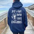 Raccoon Oversized Women's Hoodie | Cute Back Print for Enthusiasts Navy Blue