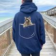 Raccoon Pocket Print | Oversized Women's Hoodie - Cozy Flair Navy Blue