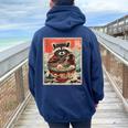 Raccoon Ramen Hoodie - Cozy Anime Style for Women | Oversized Fit Navy Blue