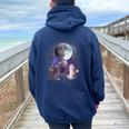 Rats Howling At The Moon Shirt Rat Women Oversized Hoodie Back Print Navy Blue