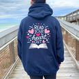 Read Your Heart Out Cute For Teacher Love Reading Book Women Oversized Hoodie Back Print Navy Blue