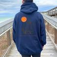 Retro 90s Raccoon Hoodie - Quirky Womens Oversized Back Print Navy Blue