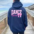 Retro Dance Mama Pink Coquette Bow Game Day Season Women Women Oversized Hoodie Back Print Navy Blue