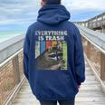 Retro Raccoon Lover Camping Hoodie for Women - Oversized Back Print Navy Blue