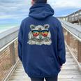 Retro Raccoon Oversized Hoodie - Sunglasses Design for Animal Lovers Navy Blue