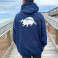 Retro Raccoon Oversized Hoodie - Vintage Moon Design for Women Navy Blue