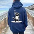 Retro Raccoon Rock Music Men Kids Women Raccoon Women Oversized Hoodie Back Print Navy Blue